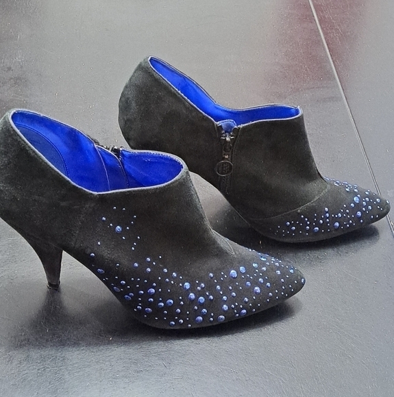 Sigerson Morrison Suede Booties With Blue Gems - Picture 5 of 10